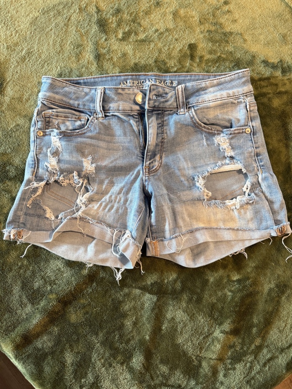 American Eagle Midi Jean Shorts Womens 8 AEO Denim Cafe